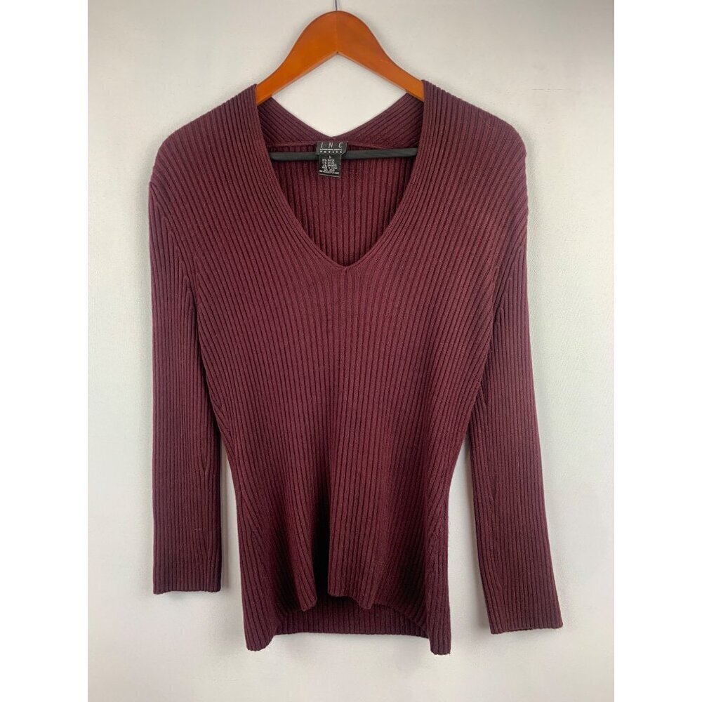 I.N.C Petite Ribbed V-Neck Top S
